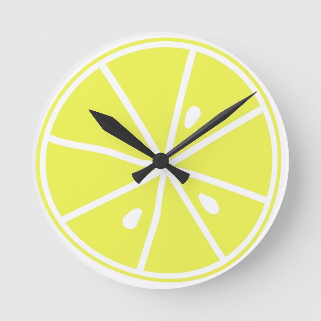 Reloj de pared acrílico rodaja de limón amarillo (Anverso)