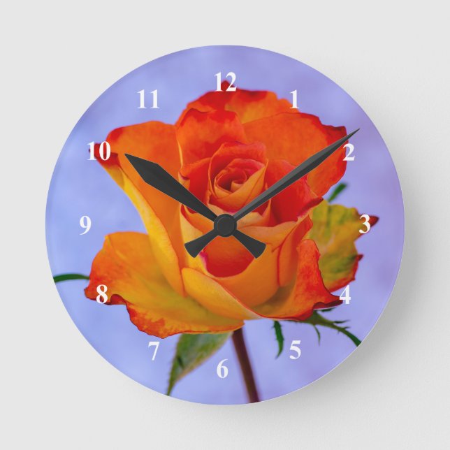 Reloj de pared acrílico rosa naranja y amarillo (Anverso)