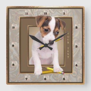 Reloj de pared adornado del oro del perrito de