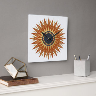 Reloj de pared Afrohemiano ráfaga de sol geométric