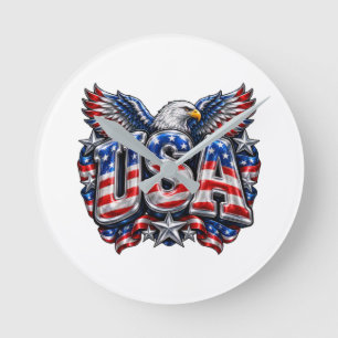 Reloj de pared águila atlético 3D brillante USA