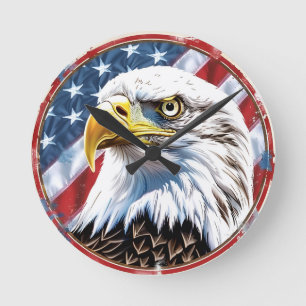 Reloj de Pared Águila Calva Bandera Americana