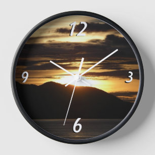 Reloj De Pared Alaskan Sunset III Hermosa Fotografía de Alaska