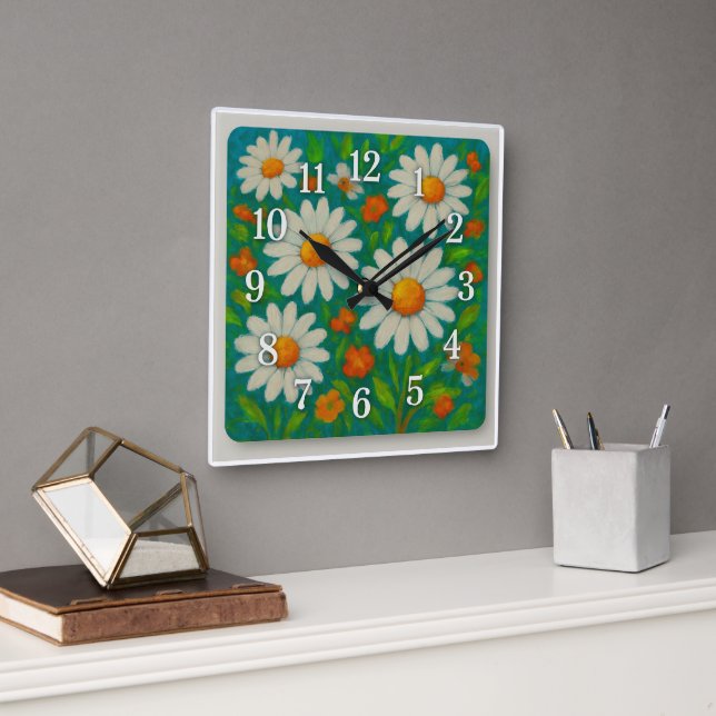 Reloj de pared alegre de maricones y flores silves (Oficina)