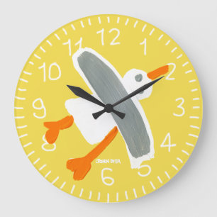 Reloj de pared amarillo de la gaviota el tintóreo