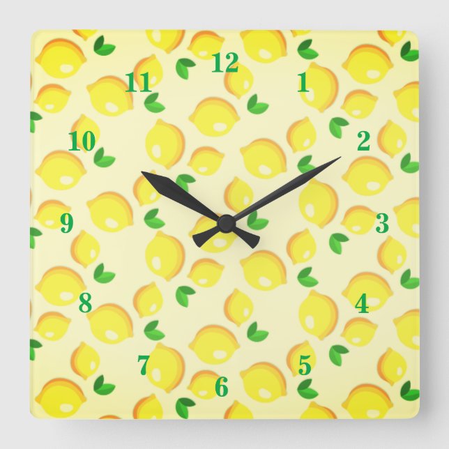 Reloj de pared amarillo de lemones (Anverso)