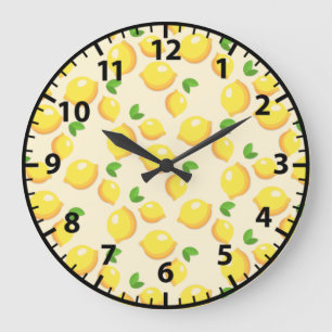 Reloj de pared amarillo de limones de verano