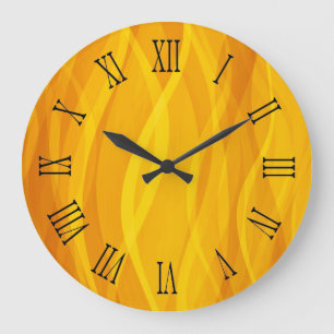 Reloj de pared amarillo de oro de las ondas que