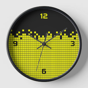 Reloj de pared amarillo del friki del ordenador de