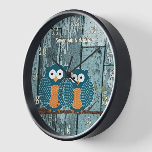 Reloj De Pared Amo a las Aves Amas Rústicas Personalizadas (Ángulo)