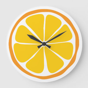 Reloj de pared anaranjado de la fruta cítrica del