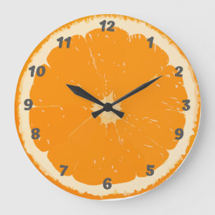 Reloj de pared anaranjado para la cocina