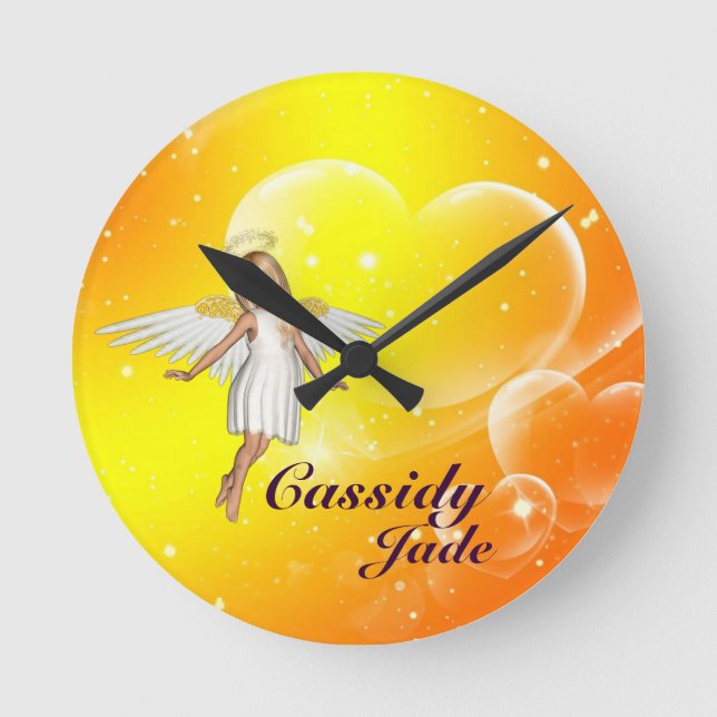 Reloj de pared Angel personalizado - corazones ama (Anverso)