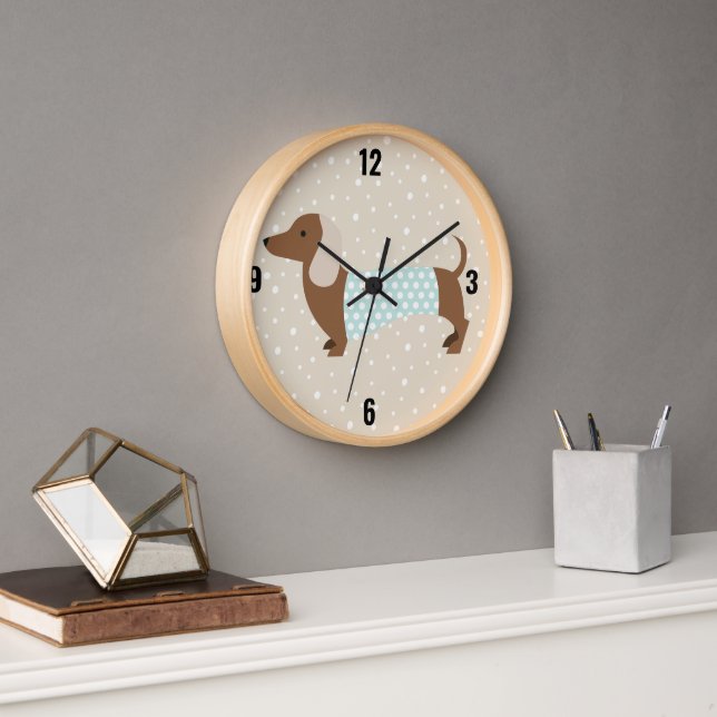 Reloj de pared animado marrón de Dachshund (Oficina)