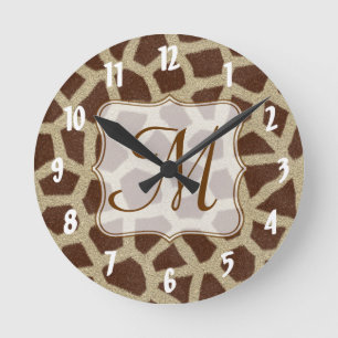 Reloj de pared animal de la inicial del monograma