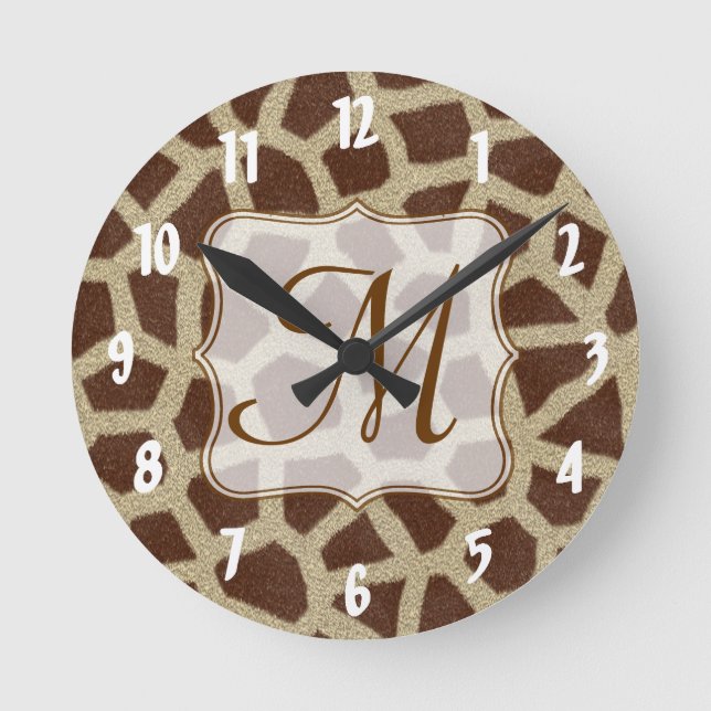 Reloj de pared animal de la inicial del monograma (Anverso)
