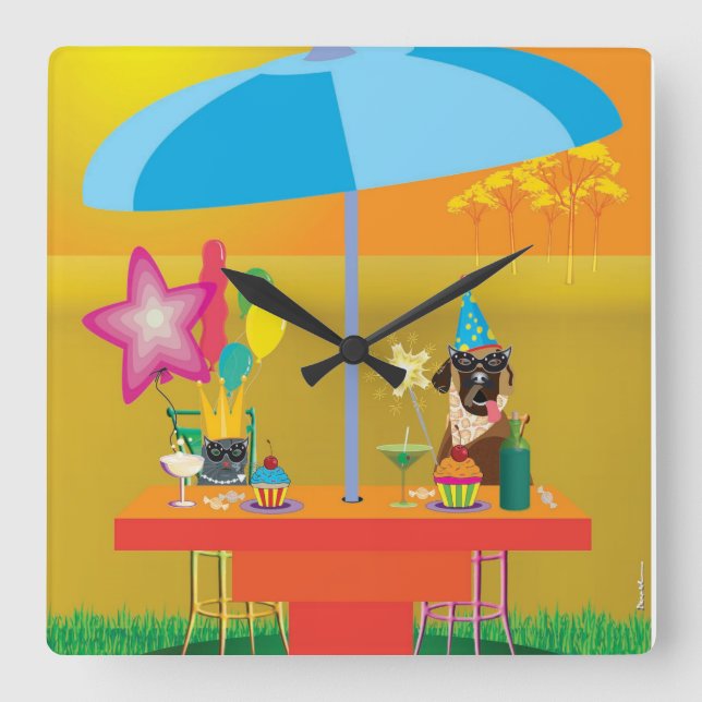 Reloj de pared animal - fiesta para dos (Anverso)
