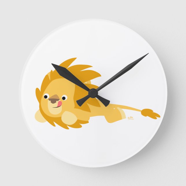 Reloj de pared animoso lindo del león del dibujo (Anverso)