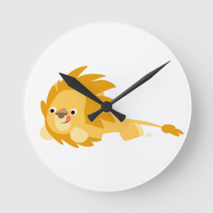 Reloj de pared animoso lindo del león del dibujo