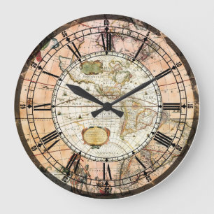 Reloj de pared antiguo del mapa