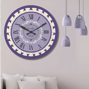 Reloj de Pared Antiguo Morado Lavanda Elegante