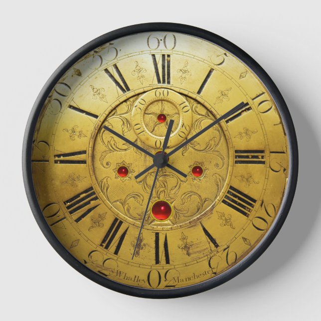Reloj De Pared ANTIGUO TIEMPO Rojo Ruby Gemstones,Oro Amarillo (Anverso)