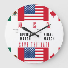 Reloj de pared apertura y final 2026 MX-US-CA
