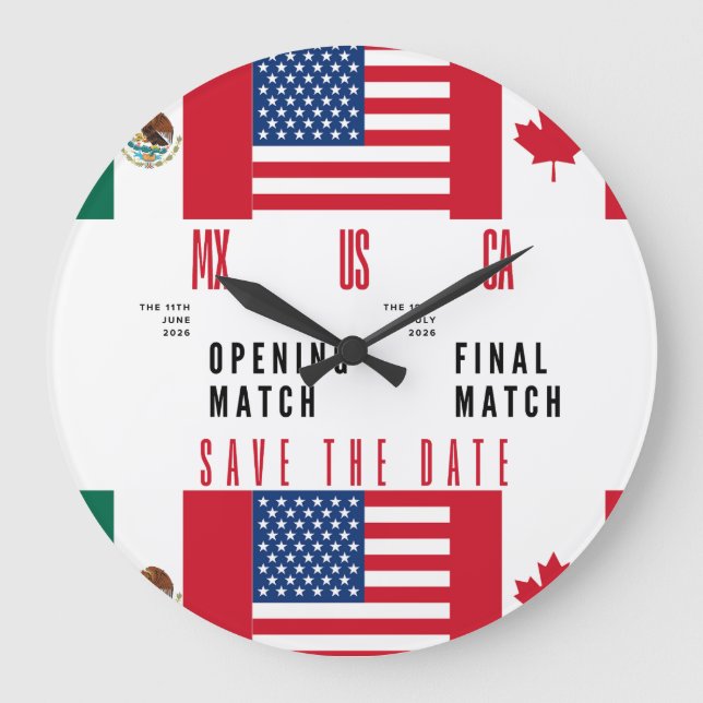 Reloj de pared apertura y final 2026 MX-US-CA (Anverso)