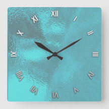 Reloj de pared Aqua Blue Glass