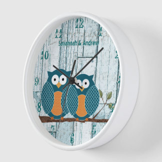 Reloj De Pared Aqua de Madera Rústica Antigua Personalizada Amor
