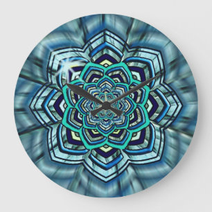 Reloj de pared Aqua y Turquoise Lotus Mandala
