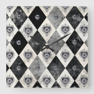 Reloj de pared Arlequín con ojos que todo lo ven