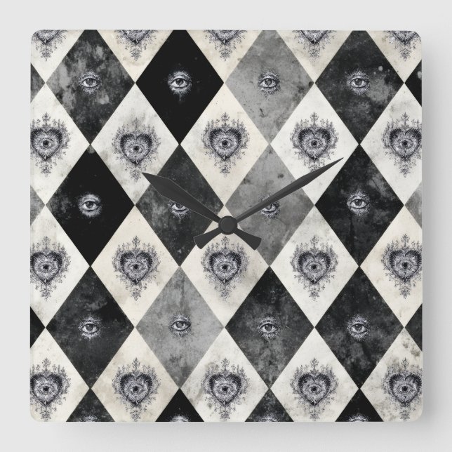 Reloj de pared Arlequín con ojos que todo lo ven (Anverso)