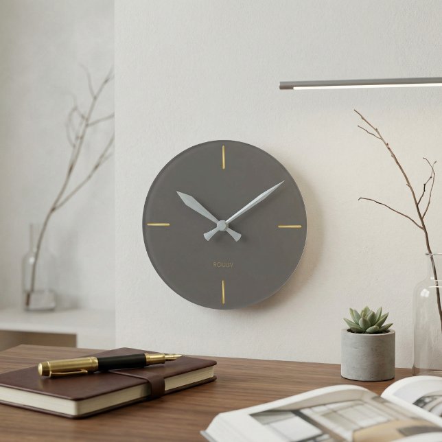 Reloj de pared arquitectónico minimalista - Modern (Minimalist Architectural Wall Clock - Modern Single Line Art - Quiet Luxury Home Office Decor)