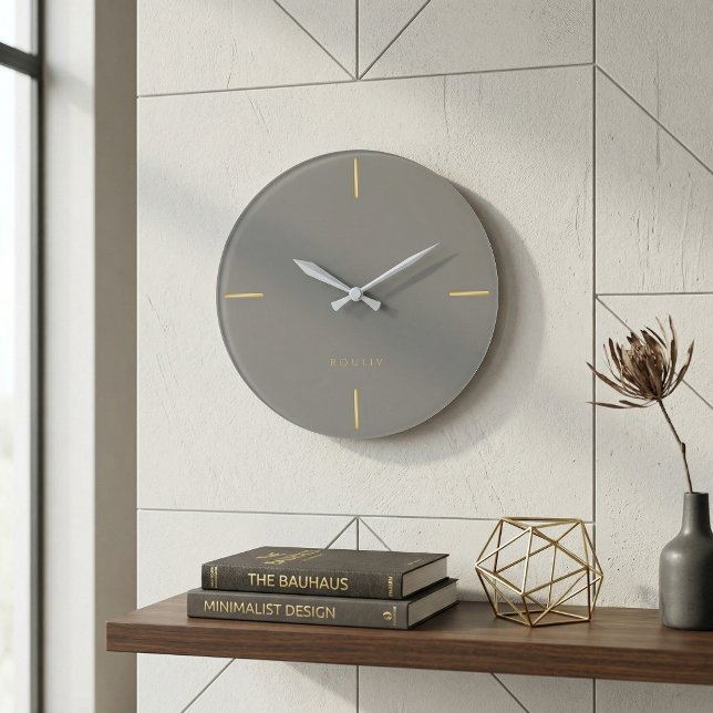 Reloj de pared arquitectónico minimalista - Modern (Minimalist Architectural Wall Clock - Modern Single Line Art - Quiet Luxury Home Office Decor)