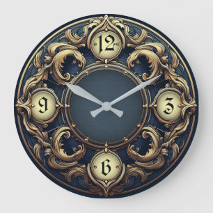 Reloj de pared Art Deco Azul Extra Elegante