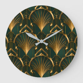 Reloj de pared Art Déco de lujo verde esmeralda y