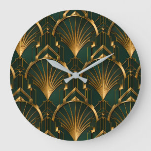 Reloj de pared Art Déco de lujo verde esmeralda y