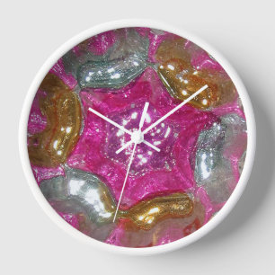 Reloj De Pared Art Glass Yummy Candy Bubble Gum Pink Jewel