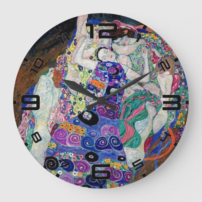 Reloj de pared Art Nouveau de Klimt 'La Virgen' (Anverso)
