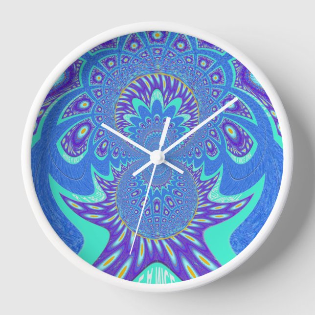 Reloj De Pared Arte azul moderno (Anverso)