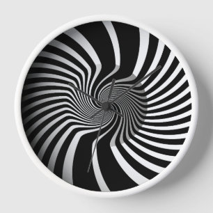 Reloj de pared - Arte psicodélico remolino B/N