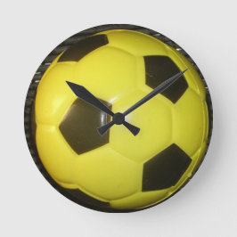 Reloj De Pared Arte vibrante de fútbol amarillo y negro (fútbol)