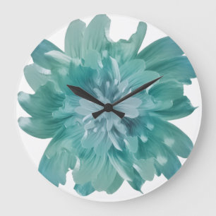 Reloj de pared artístico con flor de color azul ve