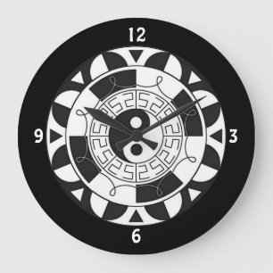 Reloj de pared asiático del símbolo de Yin y de