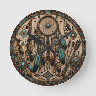 Reloj de pared atrapasueños turquesa