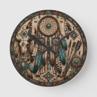 Reloj de pared atrapasueños turquesa