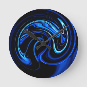 Reloj de pared azul abstracto del pavo real
