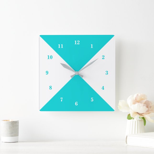 Reloj de pared azul blanco y Verde azulado - color (Hogar)