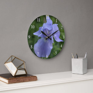 Reloj de pared azul brillante de la flor del iris